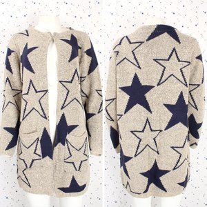 Star Pattern Open Front Knit Cardigan S/M